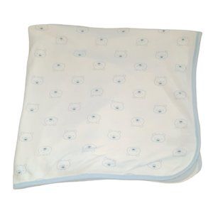 Carter's Child of Mine Blue Bear Swaddle Receiving White Blanket 26" X 28"